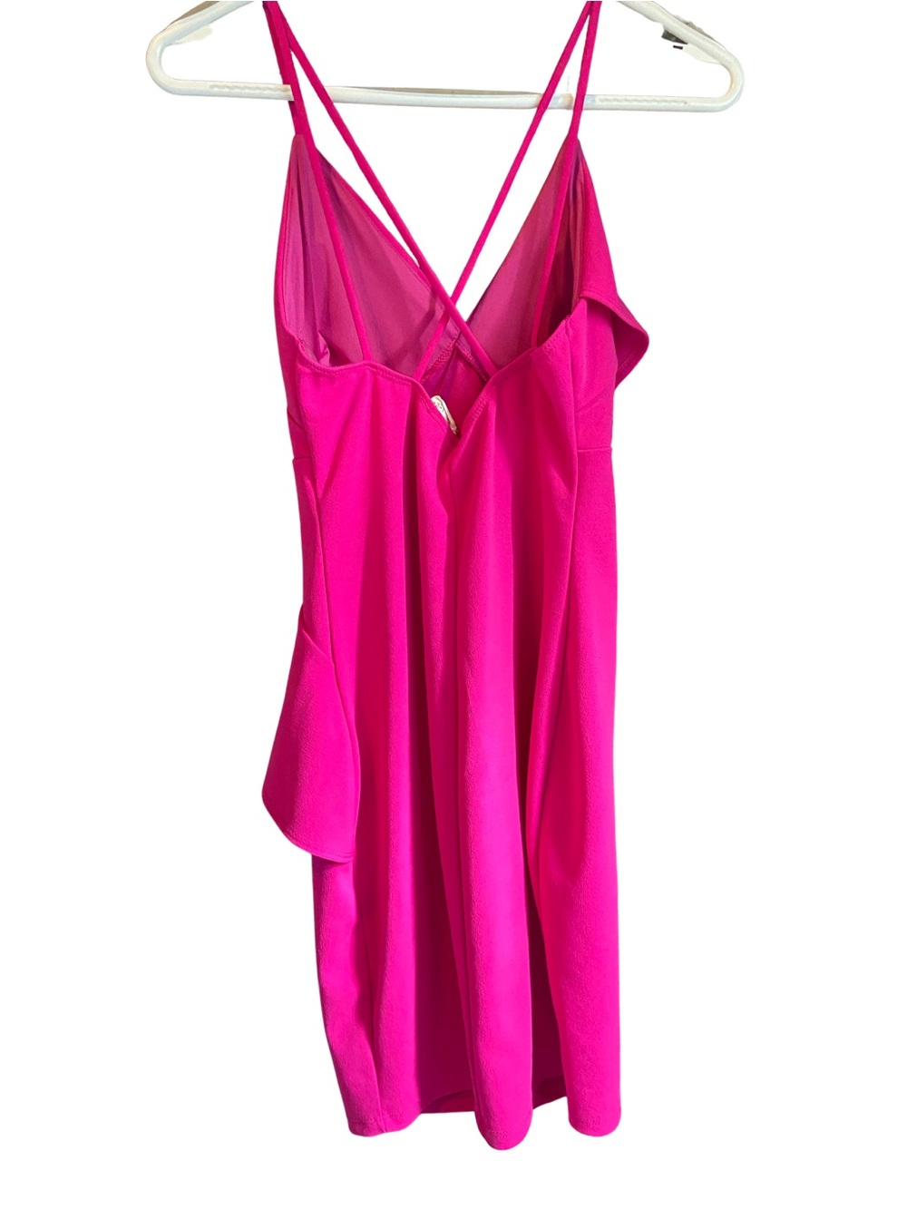 Olive Tree Fuchsia Ruffle-Front Spaghetti Strap Dress - Picture 3 of 5